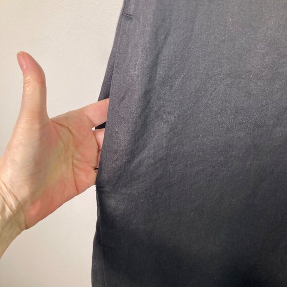 Womens Eileen Fisher Organic Linen Square Neck Midi Dress Black XXS Pockets - Picture 6 of 10